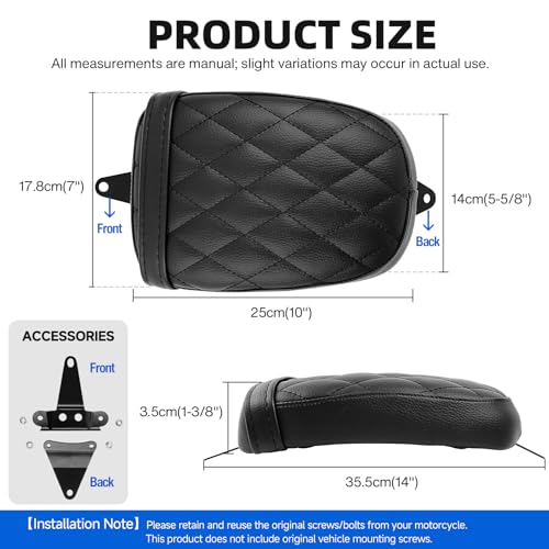 DREAMIZER Cool Gel Motorcycle Rear Passenger Seat Compatible with Honda Rebel 1100 CMX1100 CM1100 2021 2022 2023 2024 2025, Motorcycle Solo Seat Pillion Cushion Pad, Rhombic - style: Rear-Black-Rhombic