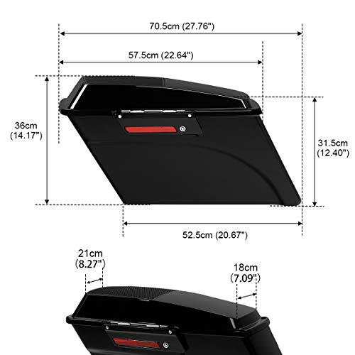 TCMT Hard Saddlebags Trunk W/ 6x9 Speaker Lid Latch Key & Liners Carpet Insert Fits For Harley Touring Models CVO Road Glide Road King Street Glide Electra Glide Ultra Classic 1994-2013 - color: Vivid Black Black Latches(6x9 Dual Speaker Lid)