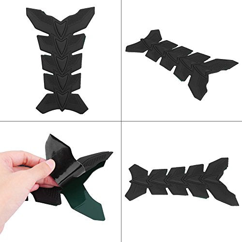 Motorcycle Sticker, 3D Black Rubber Pad Protector Oil Gas Pad Fish Bone Protector Pad Decor Black for Motorcycle Off-Road Street Car