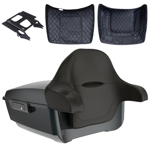 Advanblack 2024 Road Glide King Tour Trunk Pack Compatible with Harley Touring CVO Road Glide, Street Glide, 2023.5 2024 2025 Detachable Mounting Rack, Backrest & Trunk Liners (Iron Horse Metallic) - color: Iron Horse Metallic