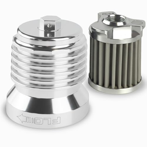 PC Racing FLO Reusable Spin-On Oil Filter PCS4C – Polished Aluminum Fins, High-Flow Filter for Harley Touring, Street Glide, Road Glide, Road King, Bagger, Twin Cam & Milwaukee-Eight Engines - style: Aluminum with Polished Fins