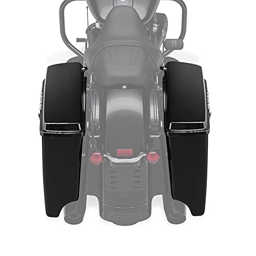 SLMOTO Motorcycles Saddlebags 5" Stretched Saddlebags Fit For Harley 1993-2013 Touring Road King FLHR Electra Street Glide Classic FLHTC FLHTP FLT FLHT FLHTCU FLHRC Vivid Black - color: Vivid Black(Chrome Latches)