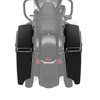 SLMOTO Motorcycles Saddlebags 5" Stretched Saddlebags Fit For Harley 1993-2013 Touring Road King FLHR Electra Street Glide Classic FLHTC FLHTP FLT FLHT FLHTCU FLHRC Vivid Black - color: Vivid Black(Chrome Latches)