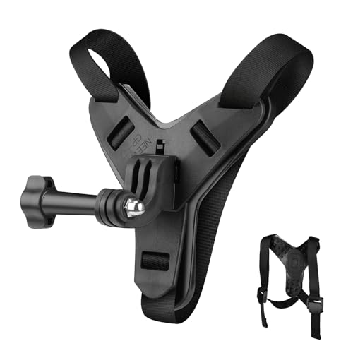 NEEWER Motorcycle Helmet Chin Camera Mount Strap, POV Vlog Accessories Kit for Video Recording Filming Compatible with GoPro Insta360 DJI AKASO Action Camera, GP-72
