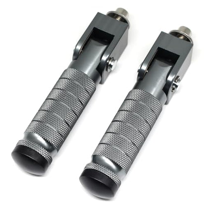 Titanium Motorcycle Bicycle Folding Foot Pegs 90 Degree Foldable Electric Motorbike Ebike For Super73 S2/ZX/RX/R/S Passenger Footrests Rearsets Rear Set Footpegs foot Rest Pedals M8 Install Bolts - color: Titanium-Foldable