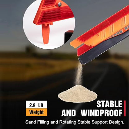 Warning Triangle Sign DOT Approved 3PK,Reflective Warning Road Safety Triangle Kit for Truck,49 CFR Part 571.125 (FMVSS 125) US