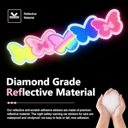 Car Reflective Stickers, Cute Butterfly High Intensity Reflective Safety Decal, Waterproof & Scratch-Covering Decor Sticker, Universal for Most Cars, Motorcycles, Helmets & Bikes - size: Butterfly