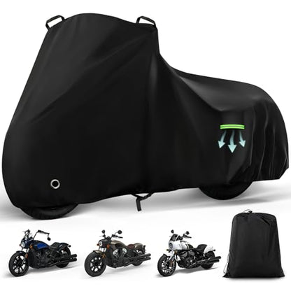 Motorcycle Cover Waterproof for Indian Scout/Scout Bobber/Scout Sixty/Sport Chief, Heavy Duty Outdoor Sun Rain Snow UV Dust All Weather Protection Motorbike Cover with Soft Cotton Lining & Lock Hole - size: Scout Bobber