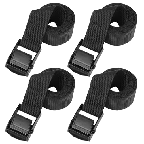 PEASUG Tie Down Straps, 4 Pcs Lashing Small Short Ratchet Straps with Buckles, 1" x 4' Adjustable Simple Cinch Cam Pull Suitable for Trucks, Cargo, Luggage Black - color: Black, size: 1" x 4'