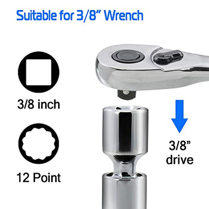A ABIGAIL 14mm and 16mm Thin Wall Swivel Magnetic Spark Plug Socket 3/8 Inch Drive 12-Point Spark Plug Socket Removal Tool Compatible with Motorcycle, Car, SUV, BMW,Nissan, Mini, Mercedes - size: 14mm&16mm
