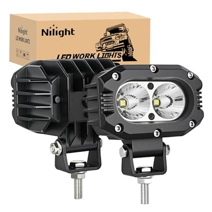 Nilight LED Pod Light 24W 4 Inch 2PCS White Flood Beam Driving Lights LED Pods IP67 Waterproof Auxiliary Offroad Lighting for Truck Tractor SUV ATV UTV Golf Cart Boat Motorcycle Dirt Bike - color: white flood beam 4inch
