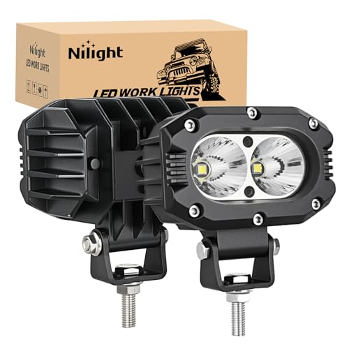 Nilight LED Pod Light 24W 4 Inch 2PCS White Flood Beam Driving Lights LED Pods IP67 Waterproof Auxiliary Offroad Lighting for Truck Tractor SUV ATV UTV Golf Cart Boat Motorcycle Dirt Bike - color: white flood beam 4inch