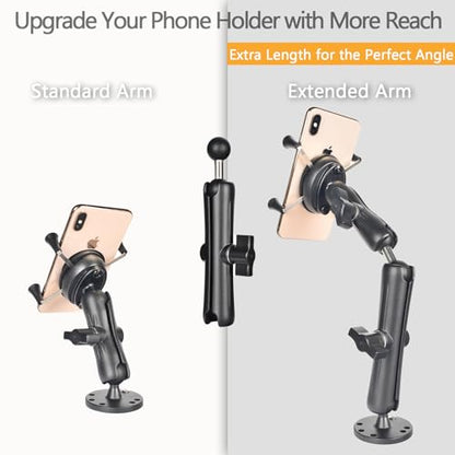 VAUBORTTI 1" Double Socket Arm with Dual Ball Adapter, Aluminum Alloy Extension Arm for RAM B Size, Fits Motorcycle Phone Mount, Tablet Holder, GPS, Fish Finder, Boat,Car,UTV