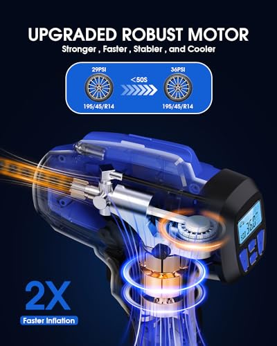 KeenPower Smart Cordless Tire Inflator Portable Air Compressor Rechargeable 21V Battery Powered 160PSI Handheld Air Pump w/4+N Smart Modes & Dual Power & Digital Pressure Gauge for Cars Motorcycles
