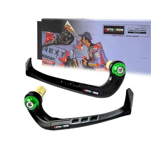 Moto TRON Motorcycle Bar End Lever Guards 2.0 Universal CNC Clutch Brake Handlebar Protector Handguards 14/16/17/18/19mm - color: Green, size: 17mm