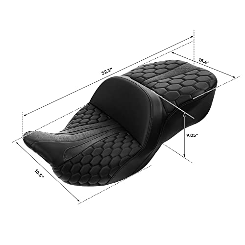 SLMOTO Hammock Motorcycle Passenger Seat - Bagger Comb Strapped 2-Up One-Piece Fit for Harley Touring Road King FLHR Street Glide FLHX Road Glide FLTRX Electra Glide FLHT 2009-2023 Black - color: Gel Style A Black