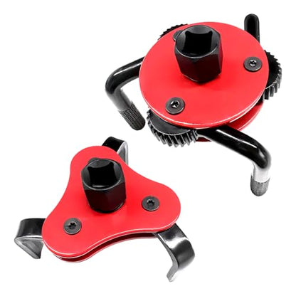 2 PCS Universal Oil Filter Wrench, Adjustable 3-Jaw Oil Filter Removal Tool From 2-1/2 to 4 inch & 3 to 5-1/2 inch, Oil Filter Wrench Change Set Fits 1/2'' & 3/8'' Drive