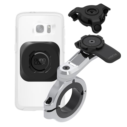 Quad Lock Handlebar Motorcycle Phone Mount PRO Chrome - Large Kit with Vibration Dampener and MAG Universal Adaptor - size: Handlebar Chrome Mount PRO Large