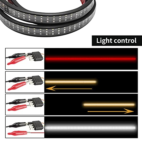 Saihisday 60 Inch Truck Tailgate Light Bar, 3-Row 432 LED Tailgate Strip Light Bar with Connector Wire, Red Brake Running White Reverse Amber Turn Signal Lamp for Trucks Pickups SUVs RVs Trailers - size: 60Inch