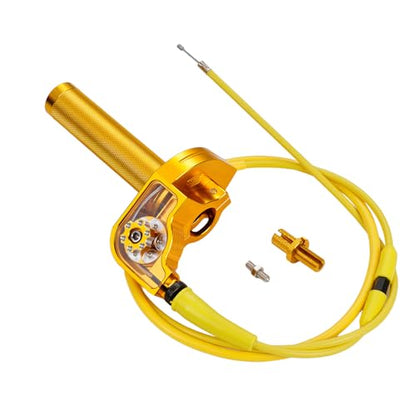 Motorcycle Twist Throttle 7/8" 22mm with Handle Grip Throttle Cable CNC Assembly Universal for 150 200 250 EXC XC XCW XCF XCFW EXCF EXCR XCRW Dirt Pit Bike ATV Mini Bike Gold - color: gold