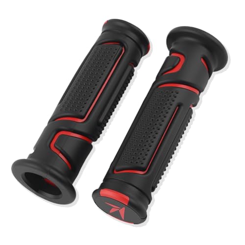 Cool Anti-Slip Dirt Bike Grips,ID 24mm 1" & 22mm 7/8" Motorcycle Grips Kit with Two-Colour Design,Universal Handlebar Grip Dirt Bike Accessories for Most Motocross ATV (Red) - color: Red