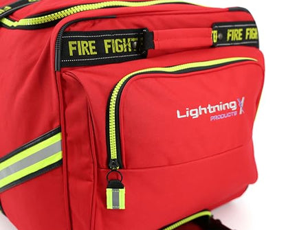 Lightning X Premium Rolling Firefighter Turnout Bunker Gear Bag w/Wheels, Retractable Handle, Fully Molded 3 Colors - color: Red