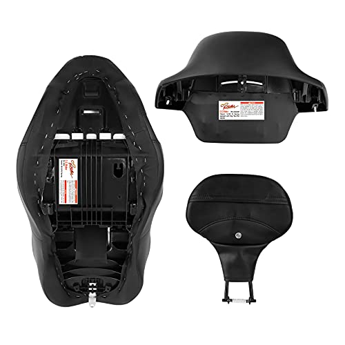 Extended Reach & Max Profile Seat Gel Rider Cushion with Rider Backrest and King Tour Pack Trunk Backrest Pad fit for Harley Touring Road King Street Glide Road Glide Electra Glide 09-23 Black Red - color: Gel Style A Red Seat + 2 Backrest