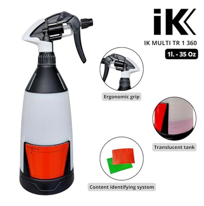 ｉＫ IK Multi TR1 360º – Professional Trigger Sprayer – 360º Spray System – Translucent Tank with Level Indicator – Wide Filling Mouth – Spray Bottle 35 oZ