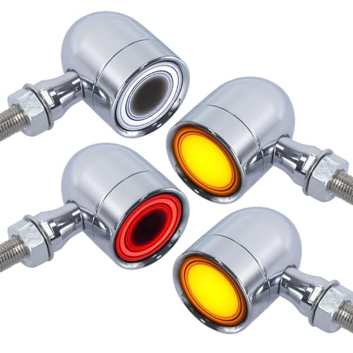 Motorcycle Bullet Turn Signals LED Front Rear Lights 4 PCS, 40 LEDs Retro Switchback Turn Brake Light Blinkers Universal Fit Harley Chopper Bobber Sporsters Chopper Bobber Suzuki Honda-Chrome - color: 2051-4PCS-CH