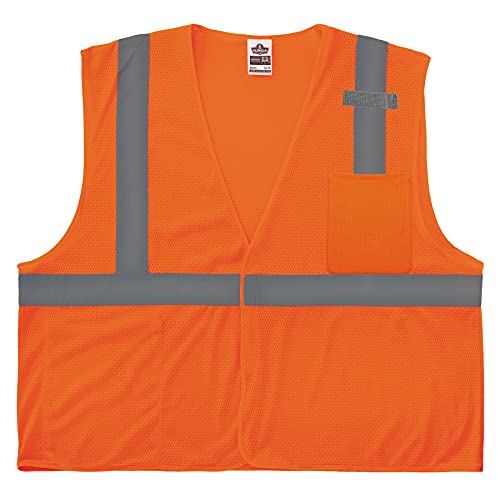Ergodyne GloWear Economy High Visibility Reflective Safety Vest, Hook & Loop Closure - color: Orange, size: Small-Medium