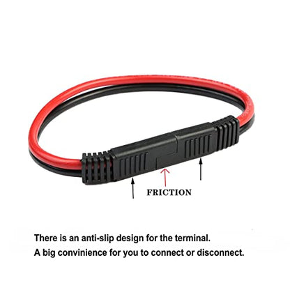 5 Pack 12 Gauge 2 Pin Quick Disconnect Polarized Wire Harness SAE Connector Bullet Lead Cable for Motorcycle Boat Car Tractor - 12in Red and Black Wire - style: 12 Gauge