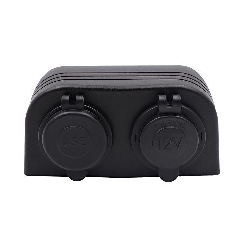 BlueFire Two Hole Tent Type Panel 4.2a Dual USB Charger + 12V/24V Cigarette Lighter Socket for Car Motorcycle Boat Marine ATV RV