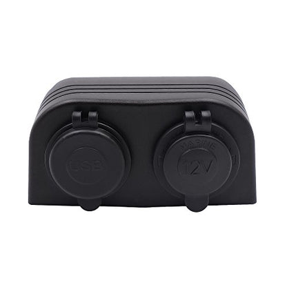 BlueFire Two Hole Tent Type Panel 4.2a Dual USB Charger + 12V/24V Cigarette Lighter Socket for Car Motorcycle Boat Marine ATV RV