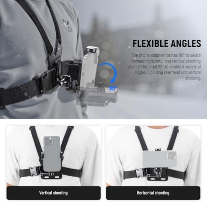 NEEWER Mobile Phone Chest Mount Head Strap Mount, Quick Release POV Vlog Accessory Kit for Video Recording, Compatible with iPhone GoPro Hero Insta360 DJI AKASO Action Camera, GP-74 - style: GP-74 Accessory