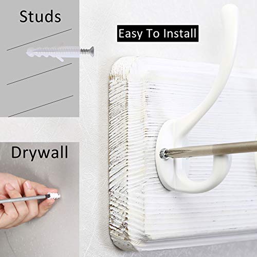 WEBI Coat Rack Wall Mount,Coat Hooks Wall Mounted,16" Hole to Hole,Large Coat Hanger Wall Hook Rack,5 Hooks for Hanging Coats,Hats,Jacket,Clothes,White - color: White Wood/White Hook, size: 17.3 Inch-5 Hooks