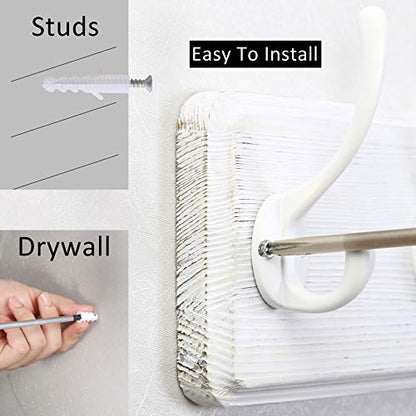 WEBI Coat Rack Wall Mount,Coat Hooks Wall Mounted,16" Hole to Hole,Large Coat Hanger Wall Hook Rack,5 Hooks for Hanging Coats,Hats,Jacket,Clothes,White - color: White Wood/White Hook, size: 17.3 Inch-5 Hooks