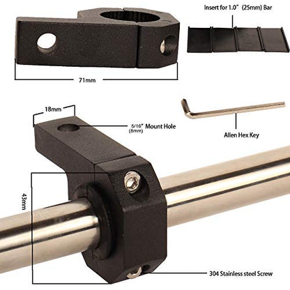 Bar Clamps 0.75 inch (3/4"),0.875 inch (7/8"),1 inch Aluminum Tube Clamps for Led light Bar Fog lamp ATV Whips Mount(2Pack) - size: 0.75~1.0inch