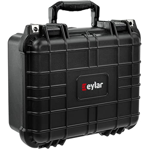 Eylar 13" Protective Hard Camera Case, IP67 Waterproof & Shockproof for Gear, Audio & Video Equipment, Drones, and Tools with Customizable Foam, TSA Approved, 13.37 Inch x 11.62 Inch x 6 Inch (Black) - color: Black