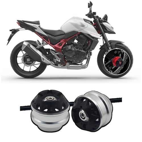 Suitable for CB750 Hornet 750 Hornet 750 cb750 2025 Front and Rear axle Front Fork Anti-Collision Slider Motorcycle Wheel Protector (Silver,Front) - color: Silver, style: Front