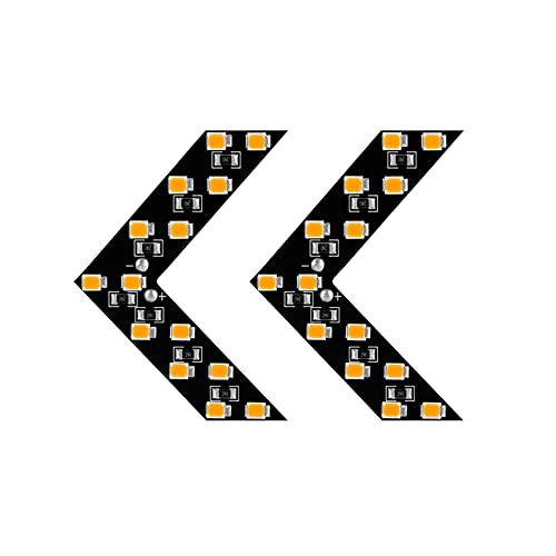 2PCS 14-SMD LED Arrow Panel Lights, Auto Parts Concealed LED Marker Clearance Light for Car Rearview Mirror Indicator Turn Signal Sequential Light Bulb Motorcycle Tail Lights (Yellow) - color: Yellow