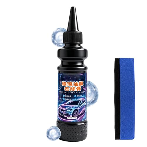 Windshield Oil Film Remover - Glass Grease Cream, 1.38 Inches Decontamination Paste with Sponge Applicator, Restoration Solution, Vehicle Care, Polishing Aid for Transparent Driving Safety Enhancement