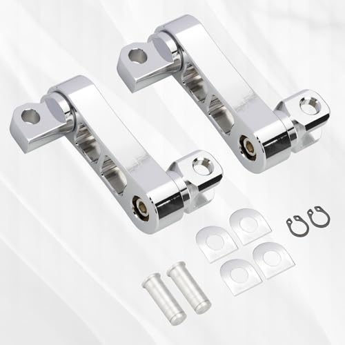 Highway Footpegs Adjustable Passenger Foot Pegs 2 1/4" Extension Brackets FootPeg Conpatible for Harley Dyna Sportster Softail Touring with Support Foot Pegs (Chrome) - color: Chrome
