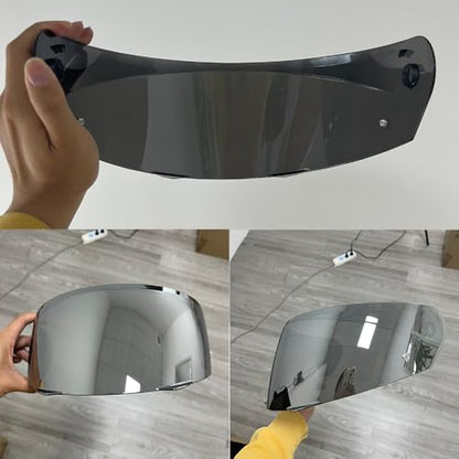 HJ-33 Helmet Visor For i90.Replacement Motorcycle Helmet Shield Compatible with HJC i90 (Silver) - color: Silver