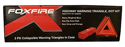 Foxfire Safety Lites Roadside Emergency Reflective Warning Triangles with Carrying Case, DOT Approved, Weighted Base, 3 Pack, F3TK
