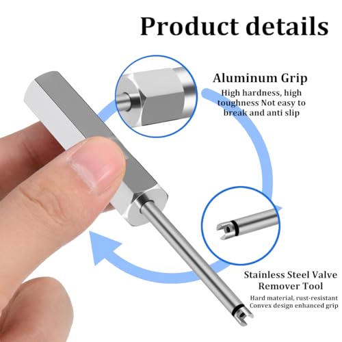 2PCS Car Valve Core Removal Tool, 4.3" Magnetic Single Head Vehicle Schrader Valve Stem Remover & Installer, Heavy Duty Screwdriver Tire Stem Removal Tool, Universal for Vehicles