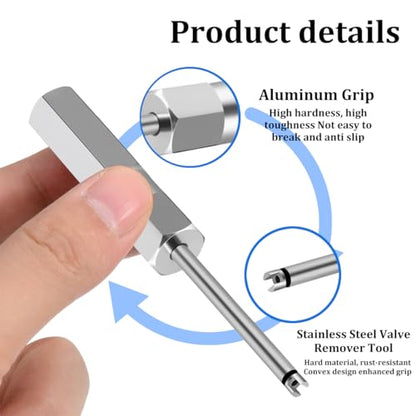 2PCS Car Valve Core Removal Tool, 4.3" Magnetic Single Head Vehicle Schrader Valve Stem Remover & Installer, Heavy Duty Screwdriver Tire Stem Removal Tool, Universal for Vehicles