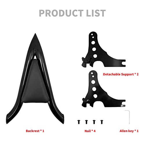 Motorcycle Sissy Bar Detachable Rear Passenger Backrest Pad Fit for Harley Sportster XL 883 1200 2004-2022 - color: Black