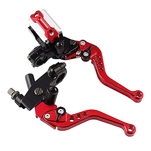 PACEWALKER Universal Motorcycle 7/8" 22mm Handlebar Brake Master Cylinder Clutch Lever CNC Left & Right Set for Honda Kawasaki Suzuki Yamaha red - color: Red