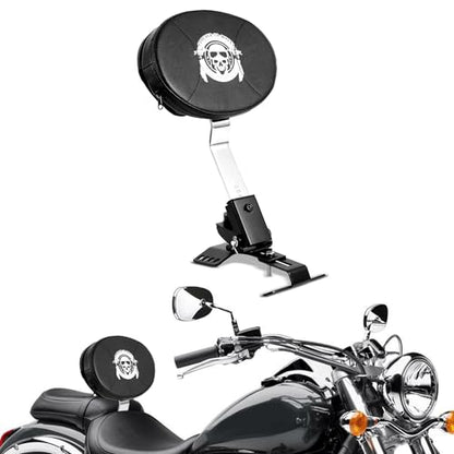 INNOGLOW Motorcycle Backrest - Adjustable Detachable Plug-In Driver Rider Backrest Black Back Rest Pad Fit for Harley Davidson Touring Electra Glide Road Glide Street Glide Road King - color: Style-1/Chrome Arm(with skull printed)