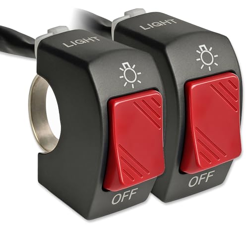 2Pcs Motorcycle Handlebar Light Switch On Off Button Toggle Swtch Bicycle Motorcycle Tuning Part for U5 U7 U2 LED Headlight Scooter Electrombile RED - color: red 2